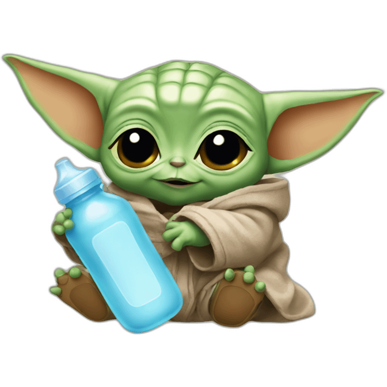 baby yoda with baby bottle emoji