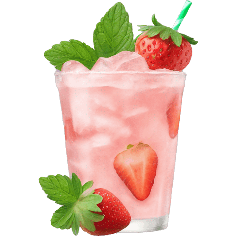 Pastel pink mojito strawberry  emoji