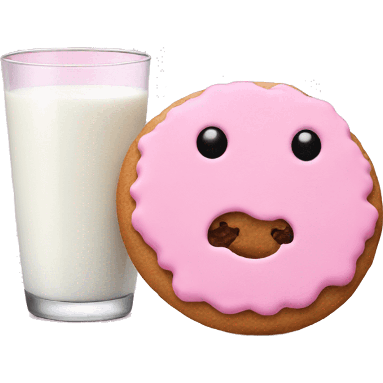 Pink cookie and milk emoji