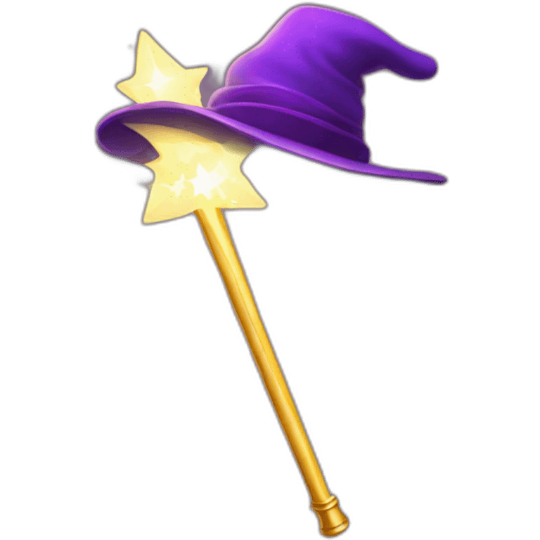 magic wand and hat glowing emoji