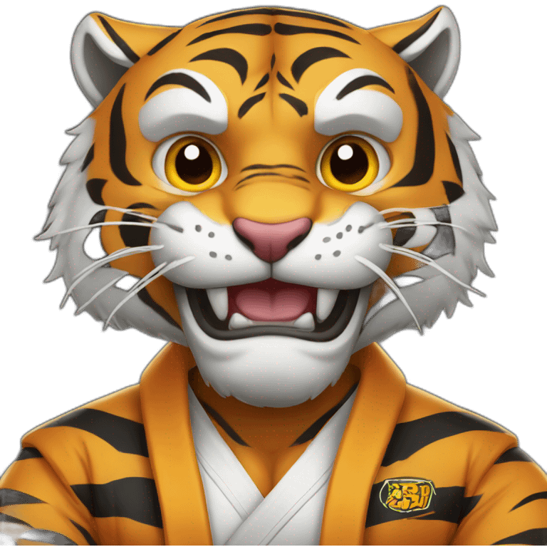 Tiger with evil face   jiu jitsu with his arms crossed emoji