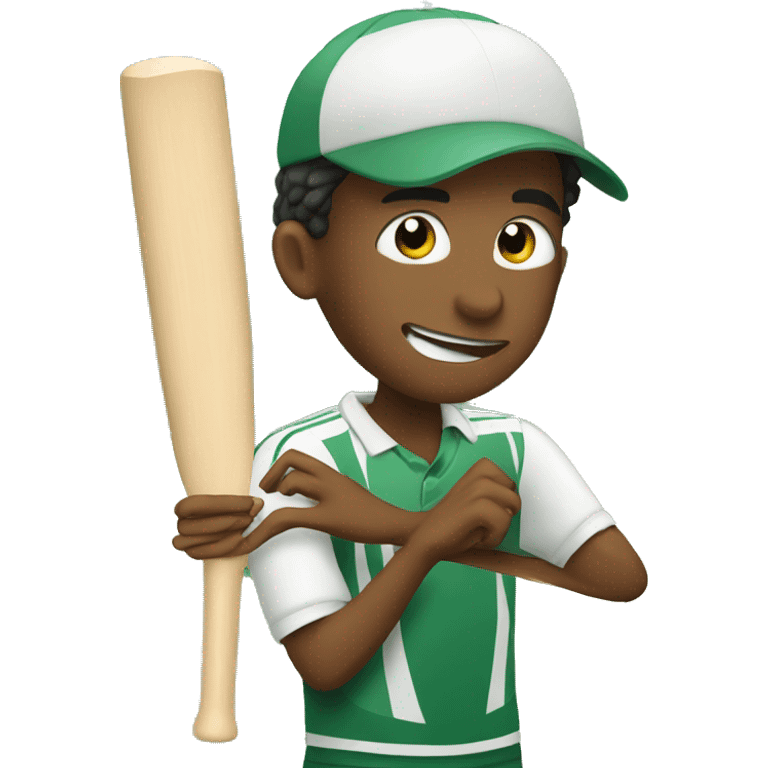 boy playing cricke emoji