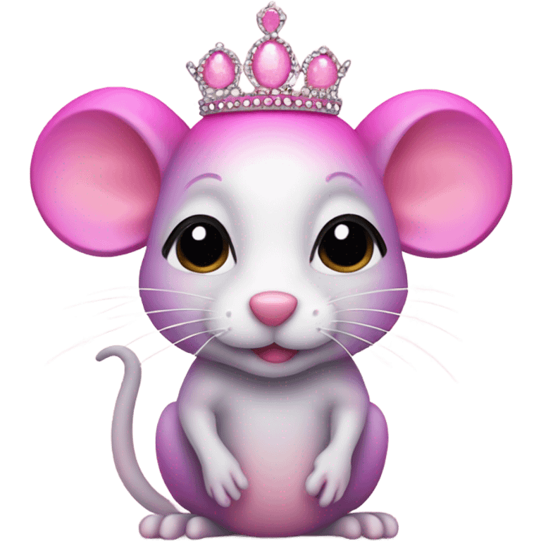 Pink ombre rat with tiara and glitted emoji