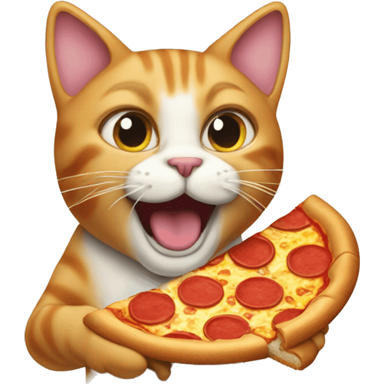 Cat eating pizza emoji