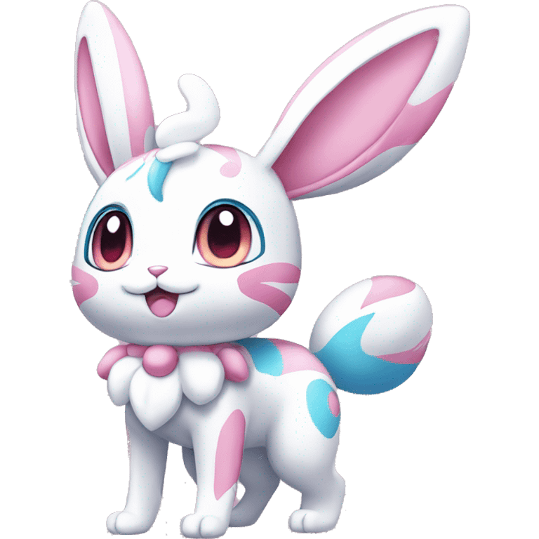 Kawaii Shiny Sylveon-Bunny-Pokémon full body emoji