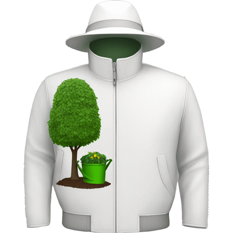 gardener pith helmet jacket white green trees  emoji