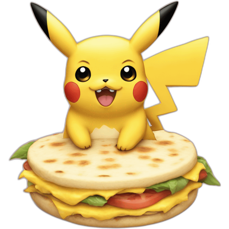 PIKACHU COMIENDO AREPA emoji