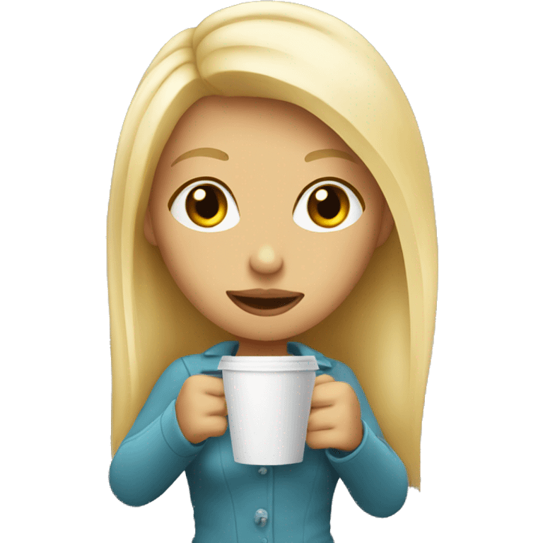 Blonde chick with coffee emoji