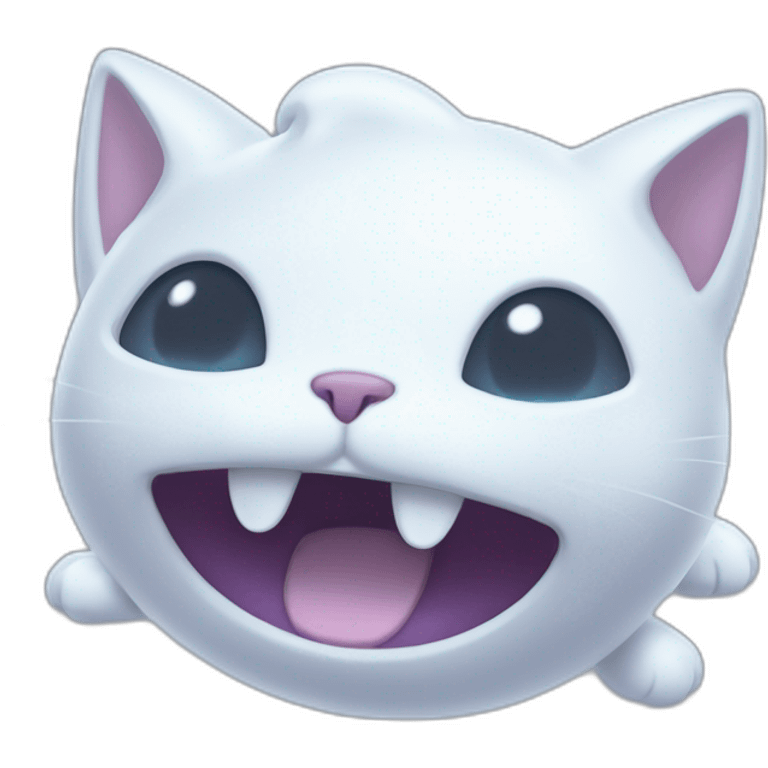 Cute cartoon ghost cat like pokemon floating in the air emoji