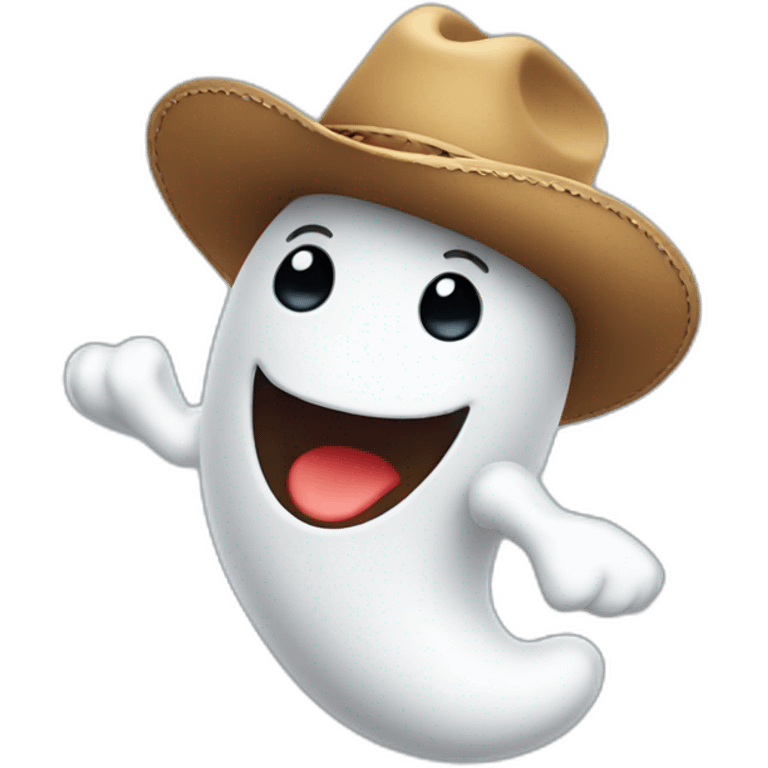 cute dancing ghost with cowboy hat emoji