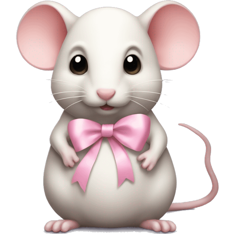 full body fat rat with light pink ribbon bow emoji