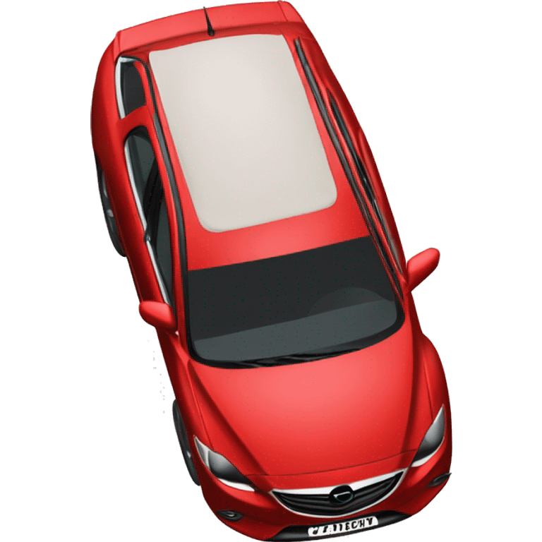 Red mazda 6 car with black rooftoptent emoji