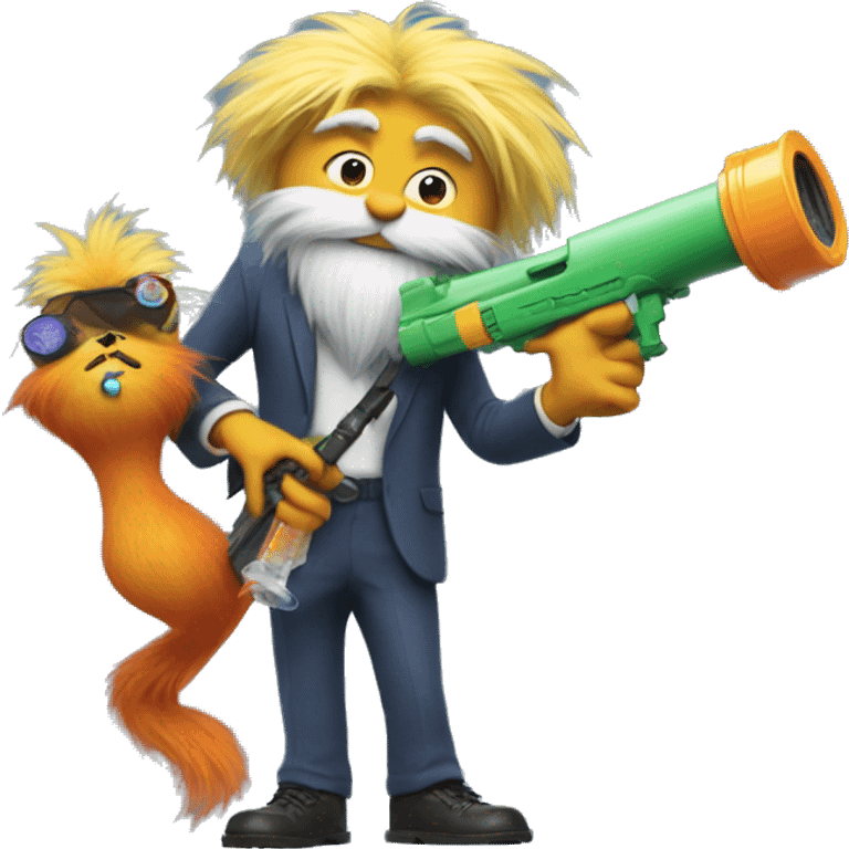 the lorax holding a water gun  emoji