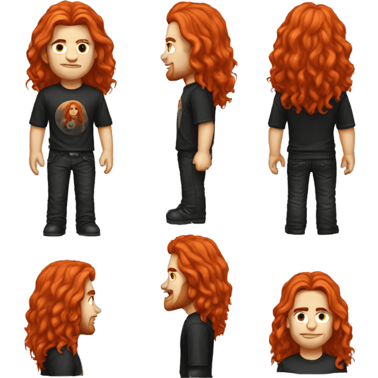 Guy with long red hair and a metal band shirt emoji