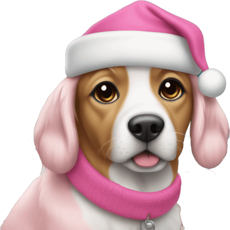 Doggy Christmas pink emoji