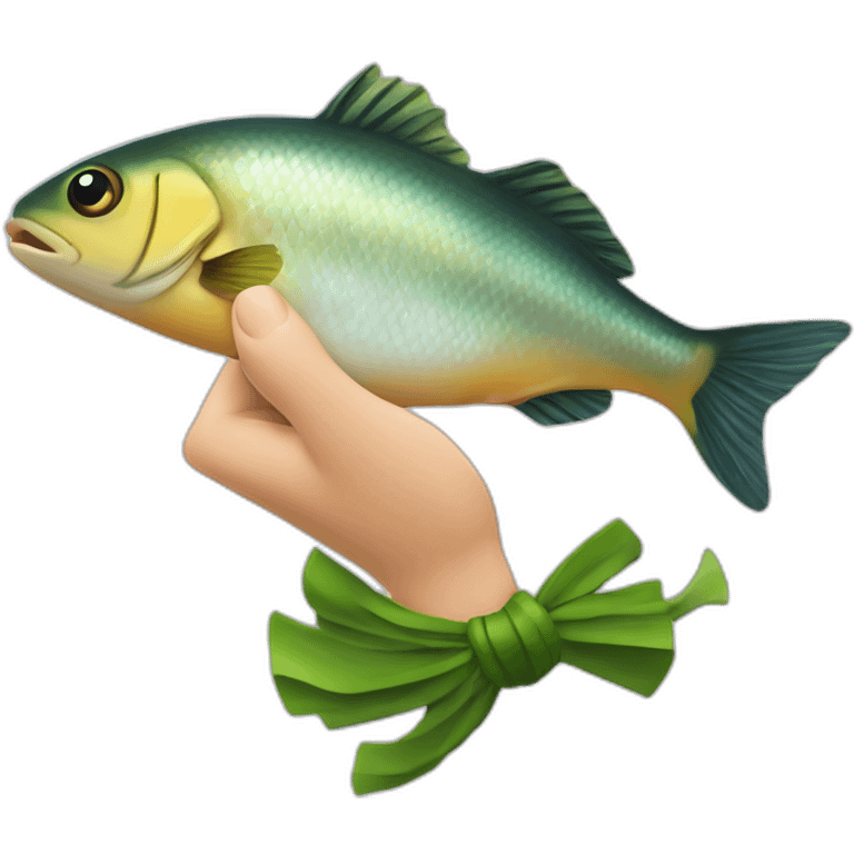 Michou avec un poisson dans la main emoji