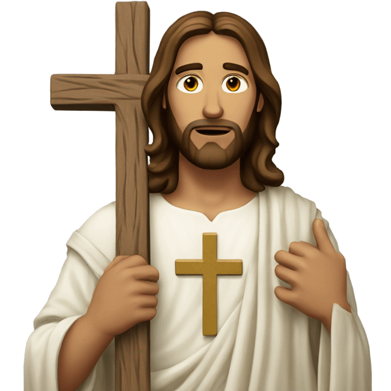 Jesus holding a cross emoji