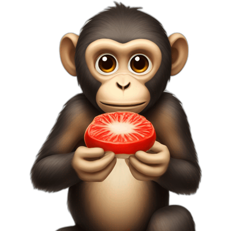 monkey eating red mushroom emoji