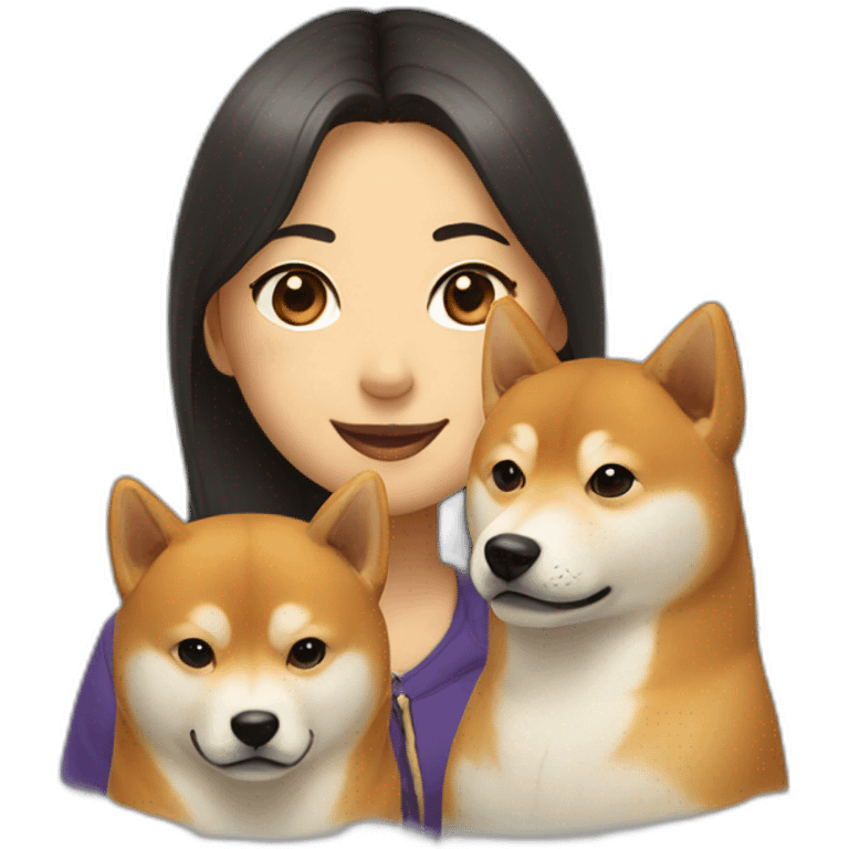 Two Shiba inu and a woman emoji