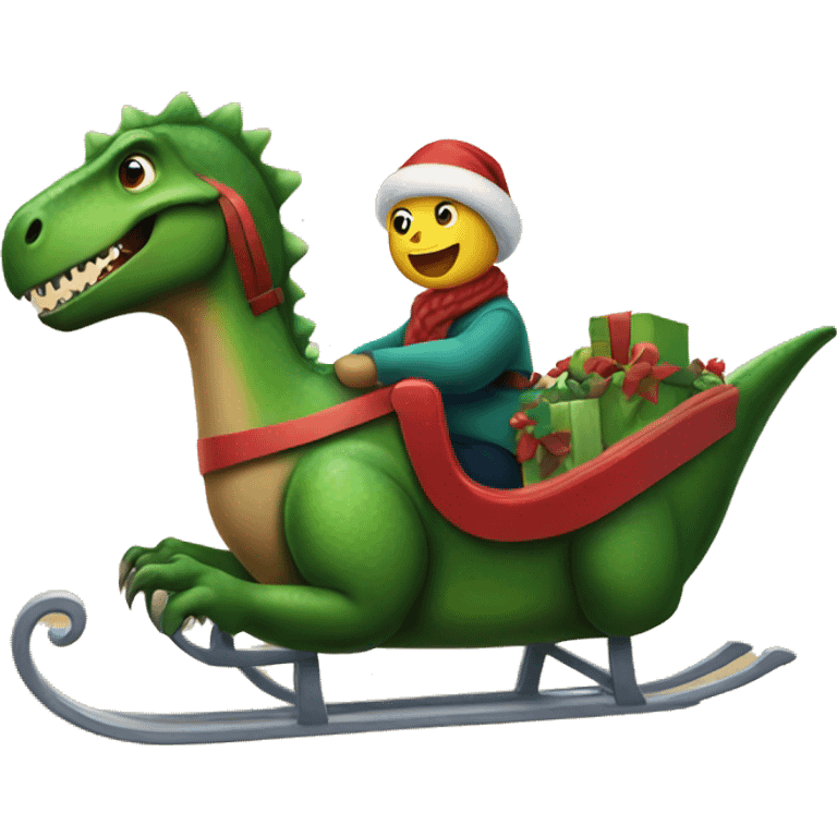 Dinosaur riding in a sleigh emoji