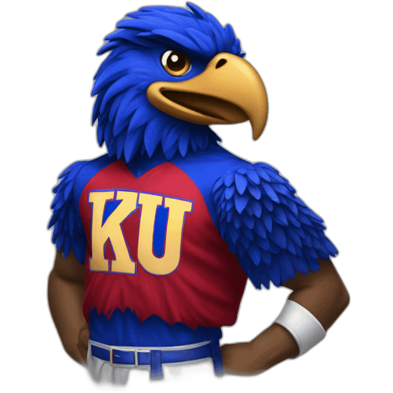 jayhawk mascot "KU" written on chest emoji