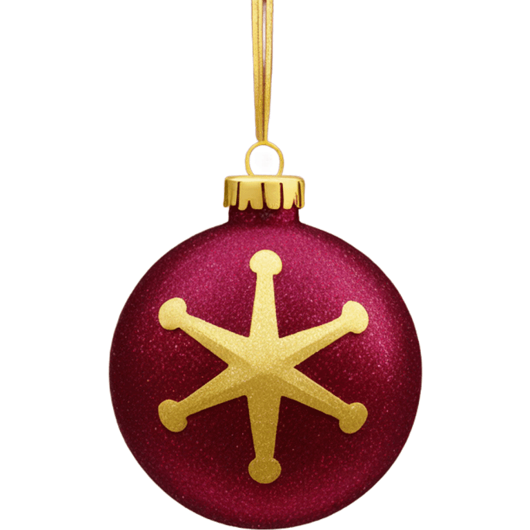 Burgundy red glitter chirstmas ornament with gold snowflake emoji