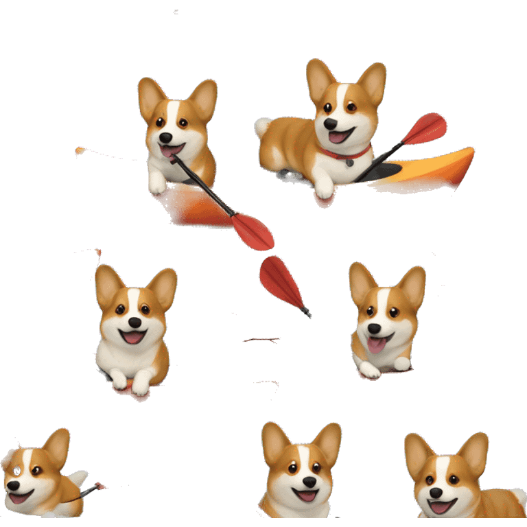 corgy dog in a kayak emoji