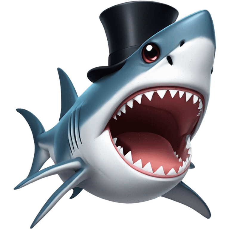 Shark with a top hat emoji