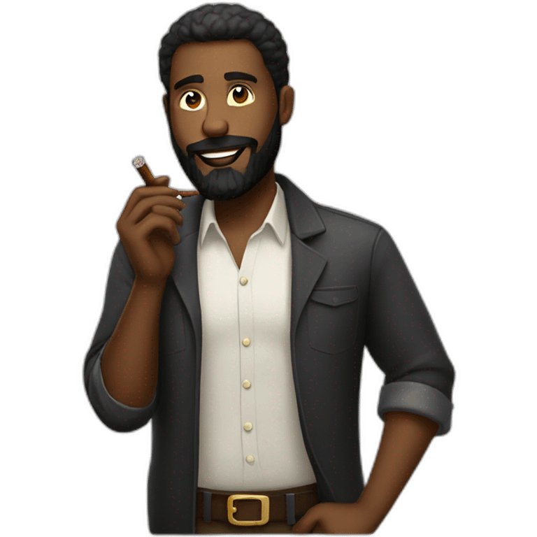 black bearded guy holding a cigarrete emoji