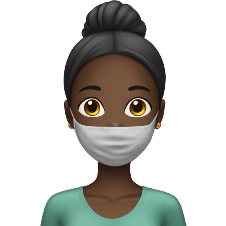 Black girl with straight hair doing a face mask emoji