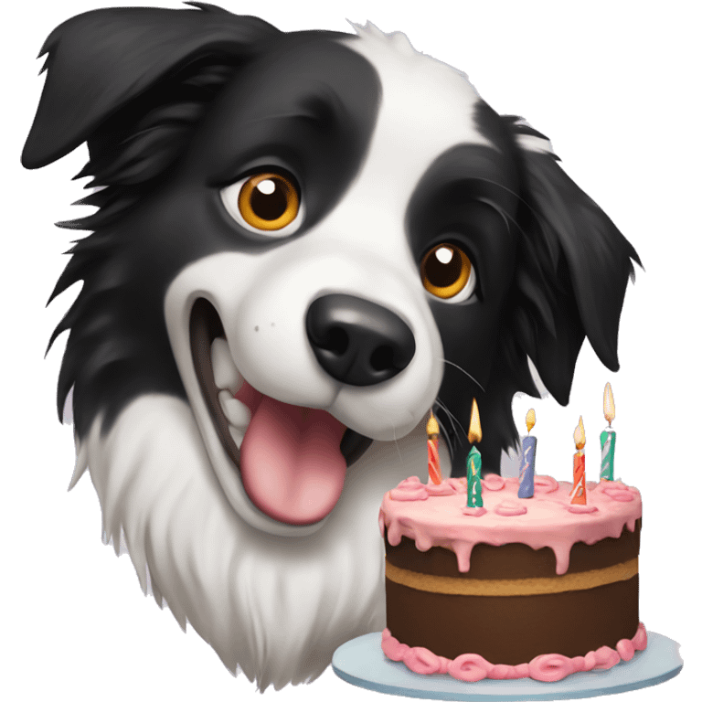 border collie with birthday cake emoji