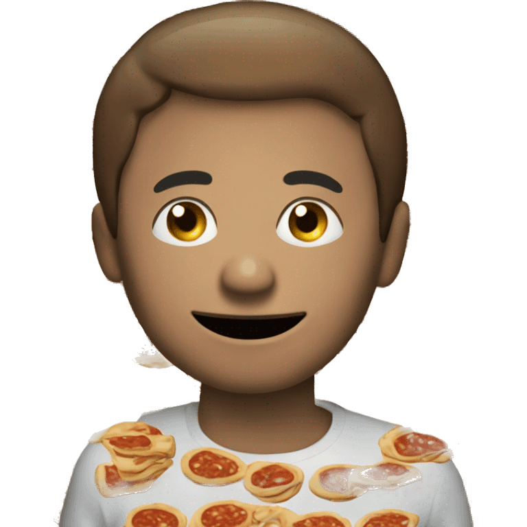 Person eating e plate with a hundred pizzas emoji