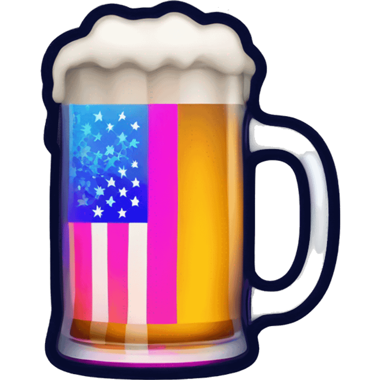 Create a flag with glass of beer, but in bright, neon colors emoji