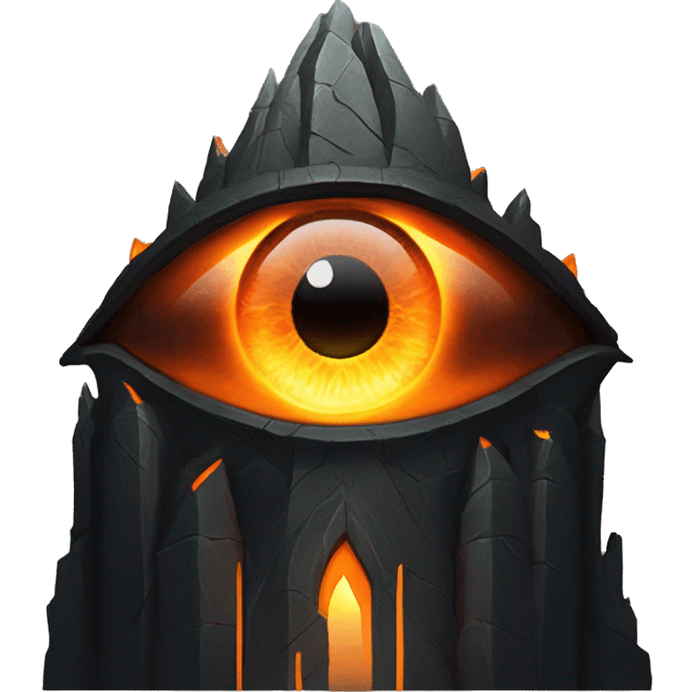 Eye of Sauron with glowing orange iris, set in a dark tower of Mordopr emoji