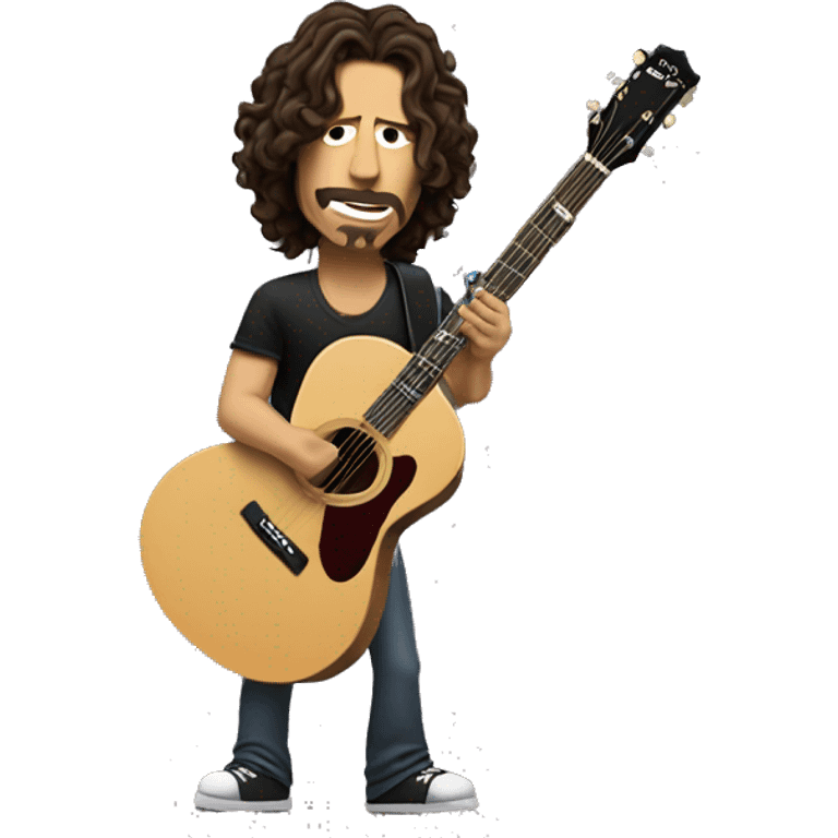 Chris Cornell singing at microphone and plays a guitar emoji