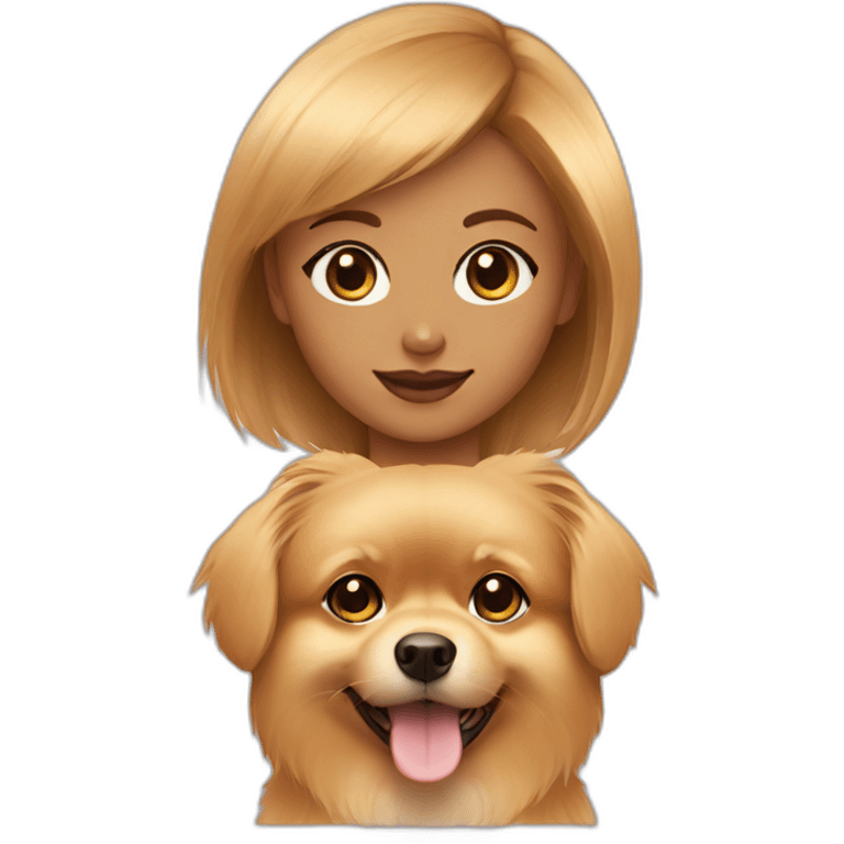 Girl with bang cut golden small Pomeranian dog emoji