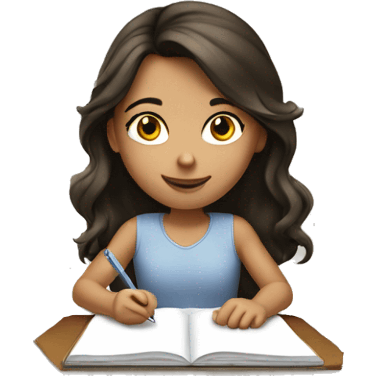 brunette girl writing emoji