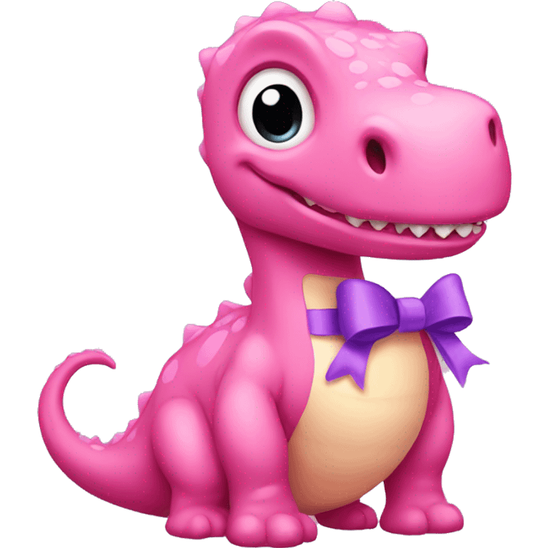 Pink Dino with bow emoji