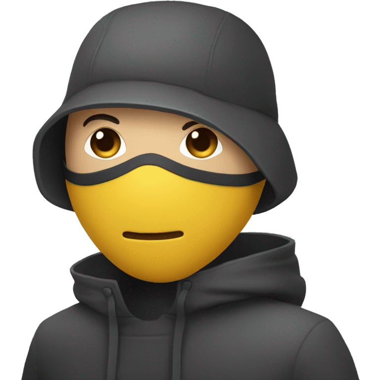 Homme avec un masque qui lèvent la main et baisse la tête  emoji