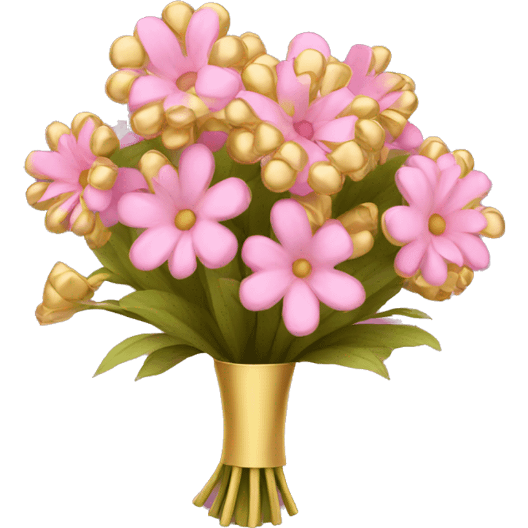 Gold Bouquet with pink flowers emoji