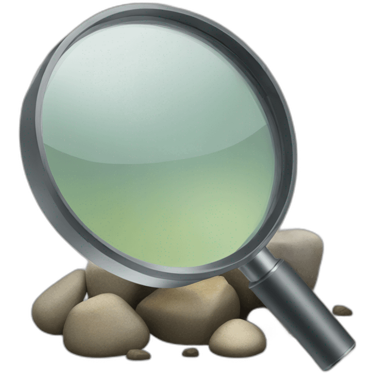 Magnifier with rocks and curves emoji