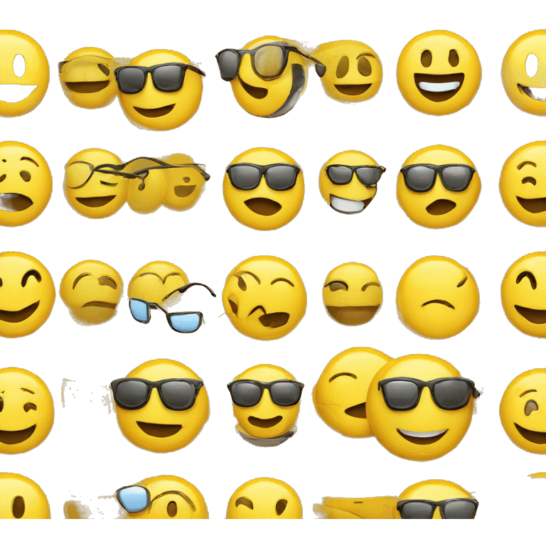 EMOJI AMARILLO 3D CON LENTES DE SOL CUADRADOS Y FACCION SERIA emoji