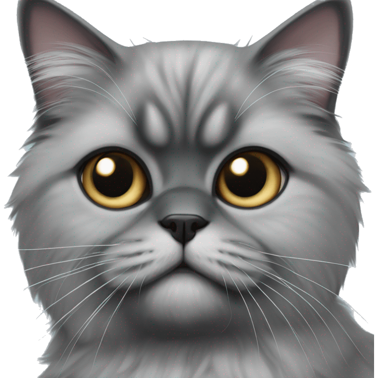 Blue eyed grey Persian cat with black ears emoji