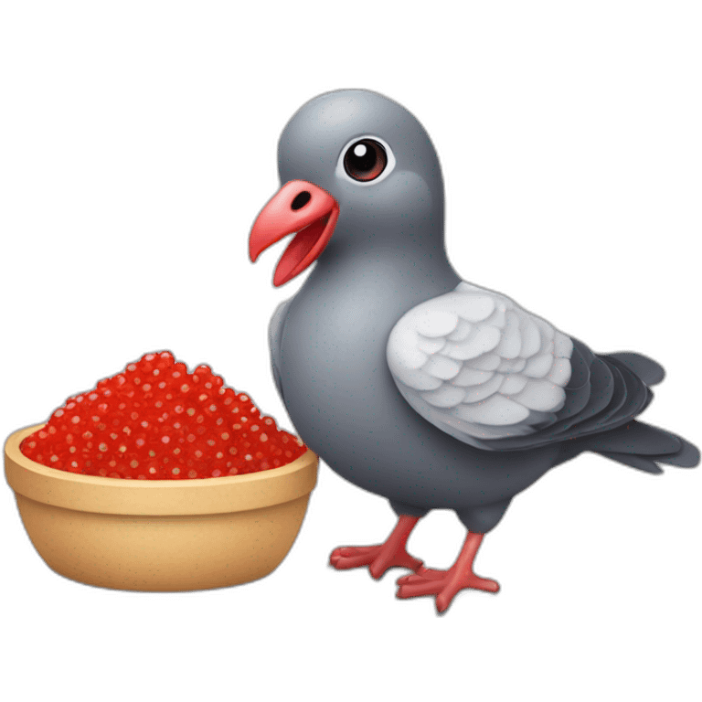 pidgeon holding red caviar in hand emoji