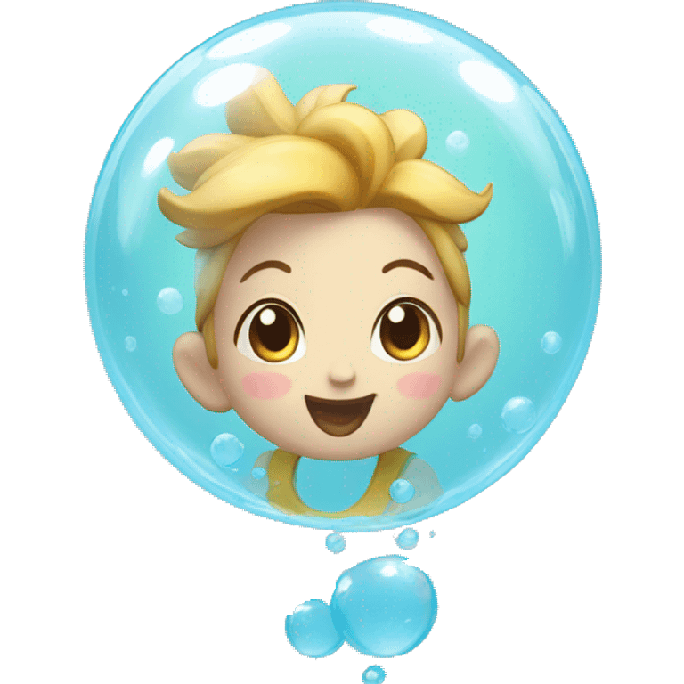  Breezy the Bubble floating happily emoji