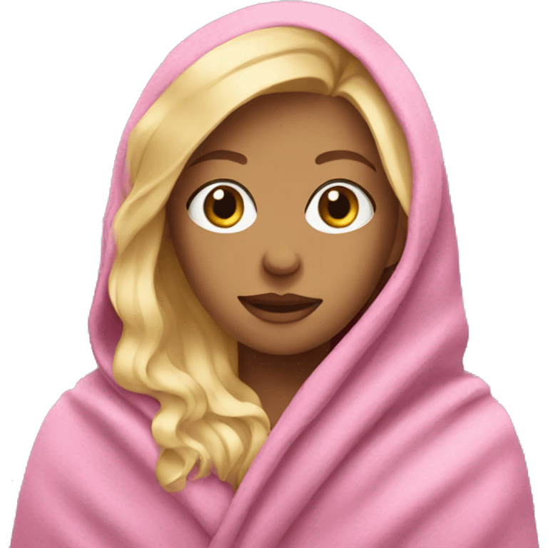 Blonde girl in pink blanket  emoji