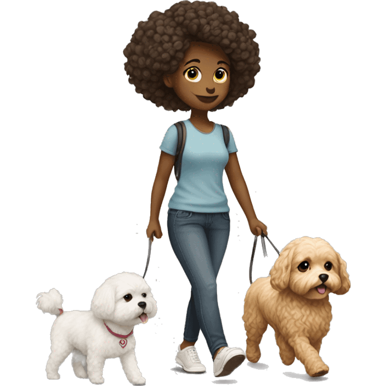 Girl walking a Maltipoo dog emoji