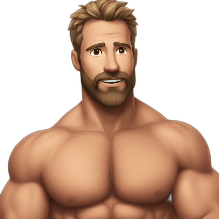 Hot bearded shirtless muscled dad, salt and pepperhair emoji