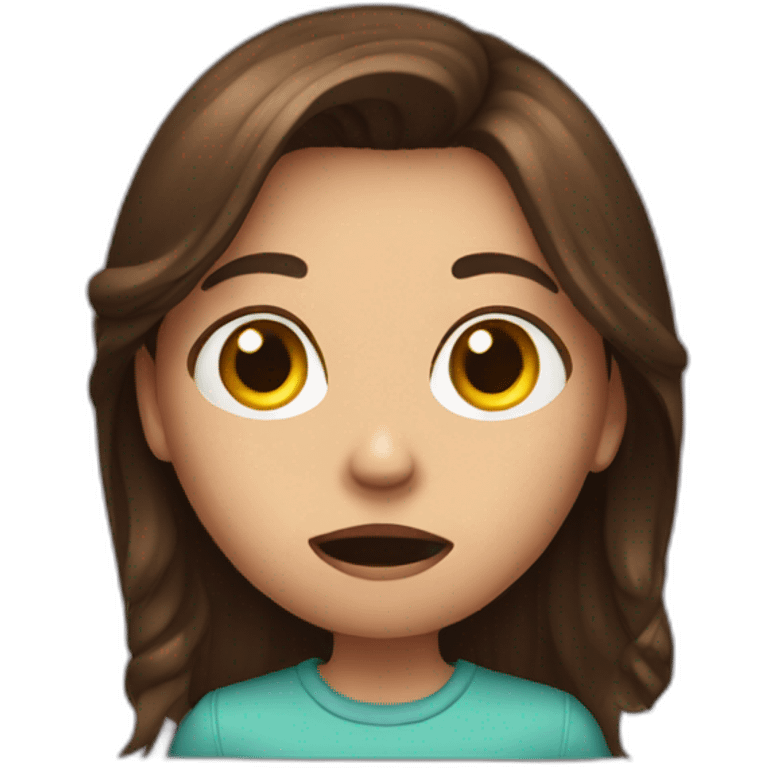 Brown Hair Girl watching horror movies emoji