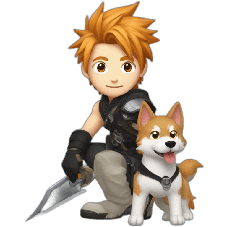 ginger cloud strife. With black husky dog pet emoji